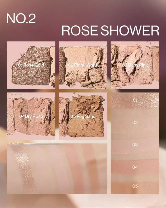 Unleashia Mood Shower Face Palette (5 Types). باليت الوجه أنليشيا مود شاور (5 أنواع) - Princess Cosmetics Qatar