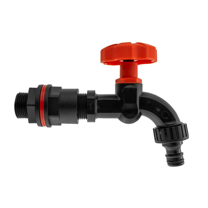 Water Butts Kit 3/4in PP Black Tap and Drill Bit MDPE Pipe Connector Tap Adapter