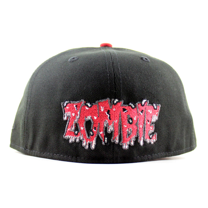 ZOMBIE BRAIN New Era 59Fifty Fitted Hat (Black Scarlet Red Under Brim)
