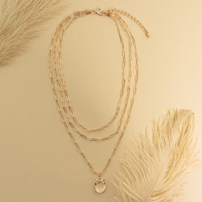 1107 - Dainty Layered Chain Necklace - Gold