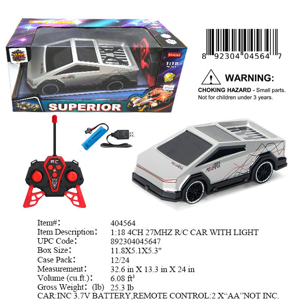 11.8X5.1X5.3"1:18 R/C 4CH CYBER TRUCK