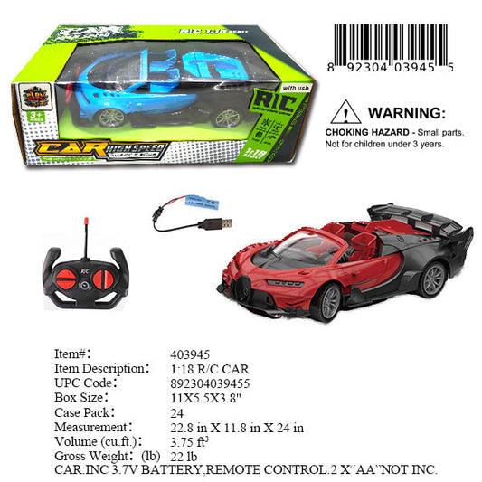 11X5.5X3.8"R/C 1:18 4CH SPORT RACE CAR