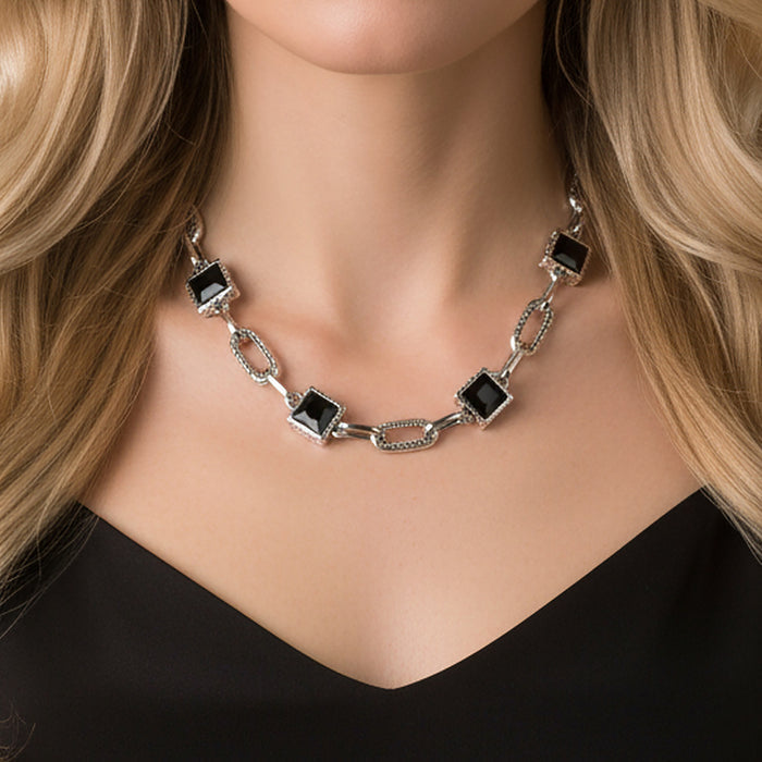 12009 - Crystal Necklace - Black