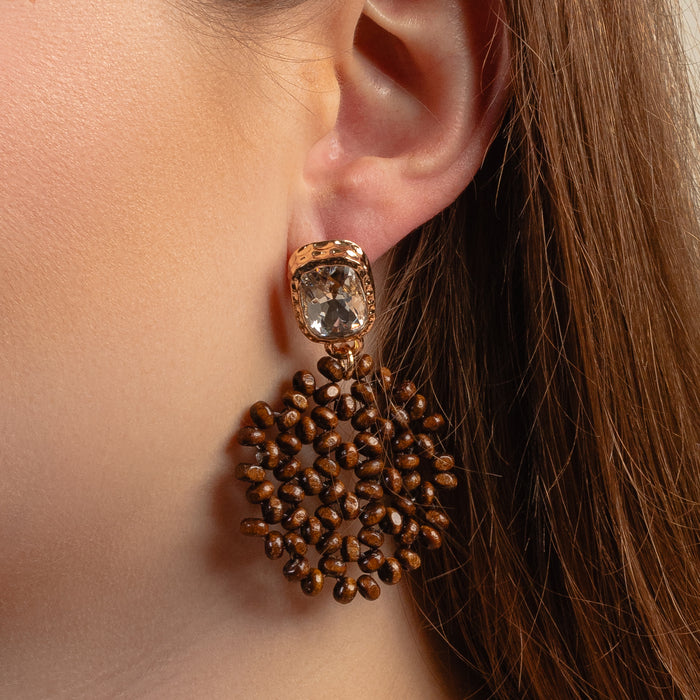 1374 - Western Beaded Earrings - Brown