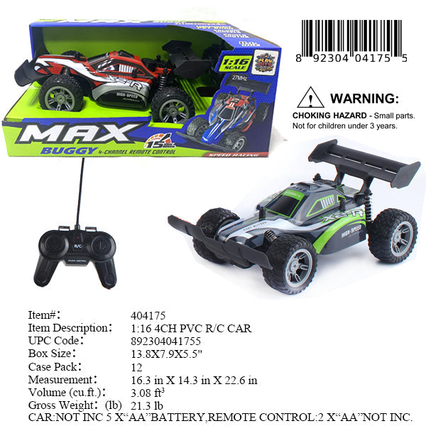 13.8X7.9X5.5"1:16 R/C 4CH BUGGY RACE CAR