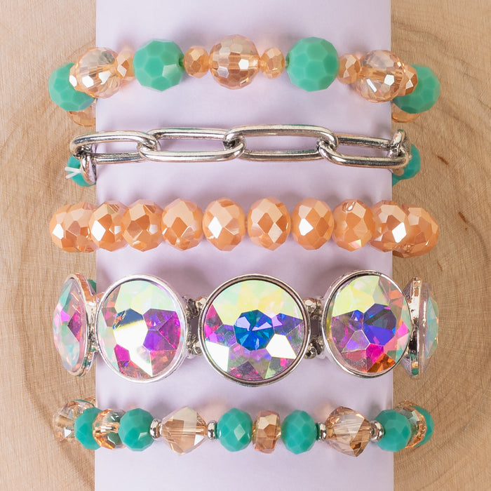 1437 - Crystal Stacked Bracelets - Turquoise