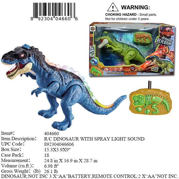 15.3X3.9X9"R/C IC DINOSAUR W/SPRAY
