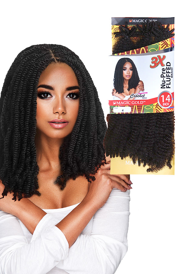 3x Nu-Pre Fluffed Braid 14" - Afro Kinky Hair - Marley Hair - Jamaican Senegalese Twist Hair
