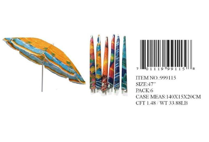 47" 8FT BEACH UMBRELLA W/TILT 6 ASST.