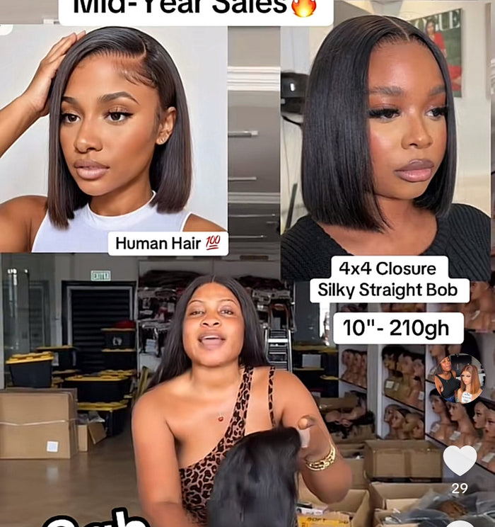 4x4 Closure Silky Straight Bob 10”