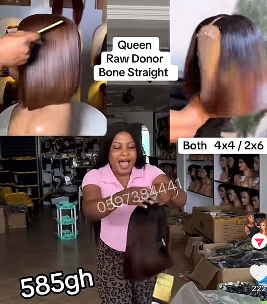 4x4 Queen Raw Donor Bone Straight (Brown)