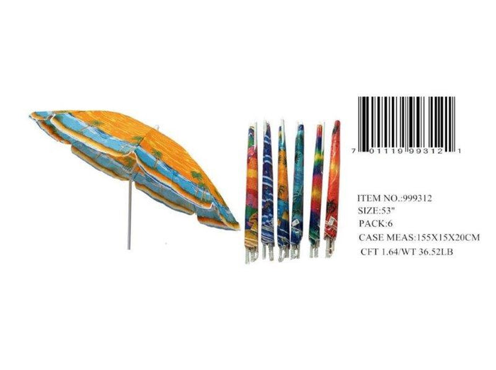 53" 9FT BEACH UMBRELLA W/TILT 6 ASST.
