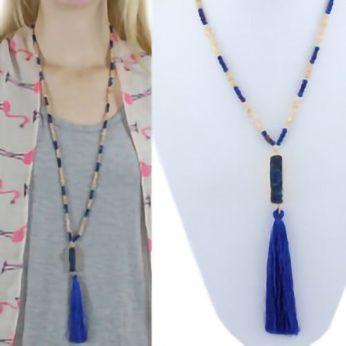 72181 - Druzy Natural Stone Necklace - Royal Blue