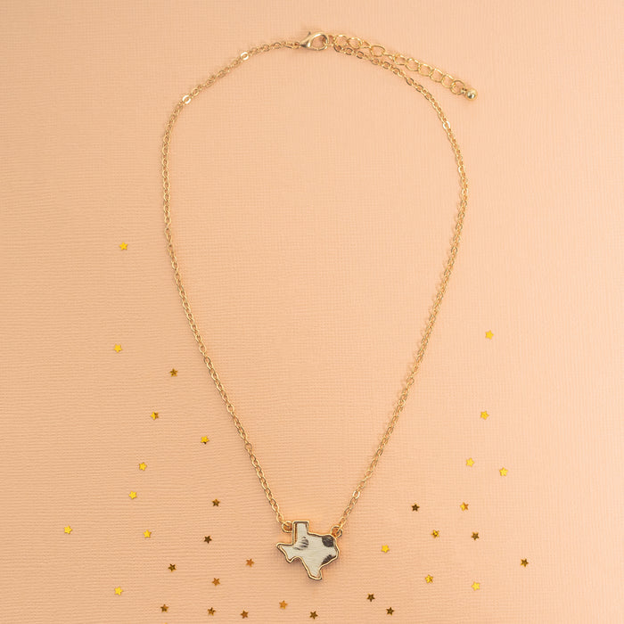 72795 - Dainty Animal Hide Texas Necklace - Black & White