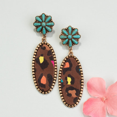 734021 - Leopard Squash Blossom Earrings - Brown