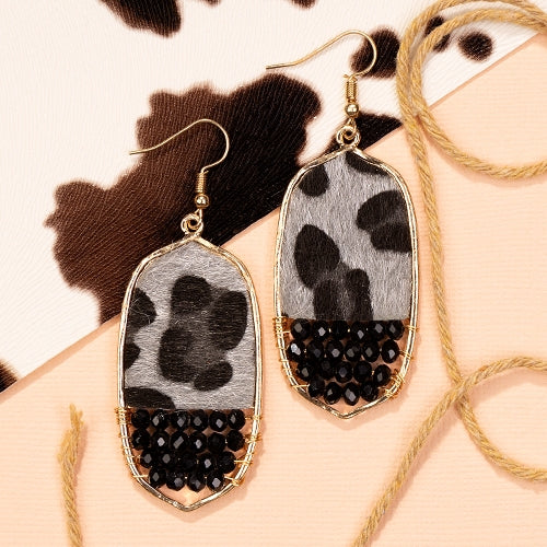 734058 - Animal Hide Earrings - Black