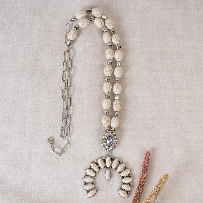 92139 - Squash Blossom Necklace - Ivory & Silver