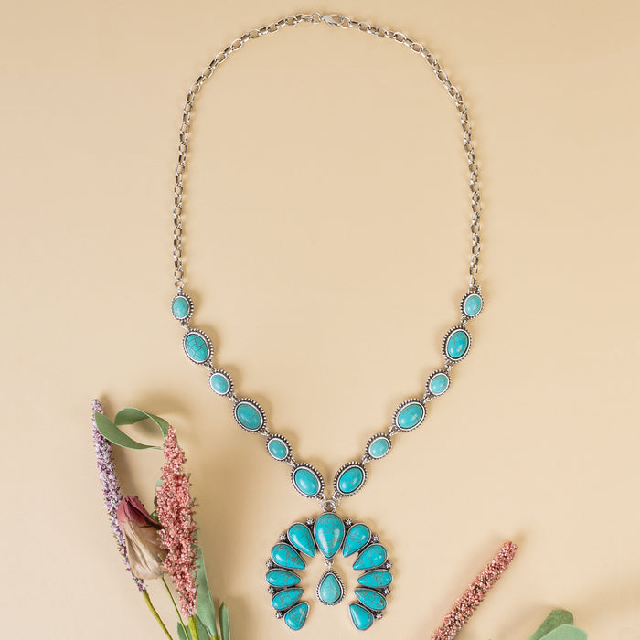 92173 - Squash Blossom Necklace - Turquoise & Silver