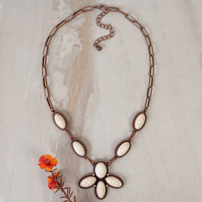 92249 - Squash Blossom Necklace - Ivory & Copper