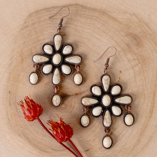 93359 - Squash Blossom Earrings - Ivory & Copper