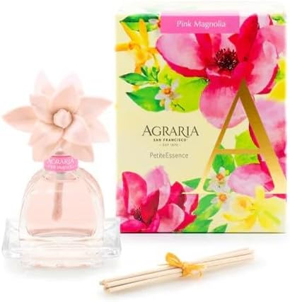 Agraria Petite Pink Magnolia Essence 1.7oz Flower and Reed Diffuser Set