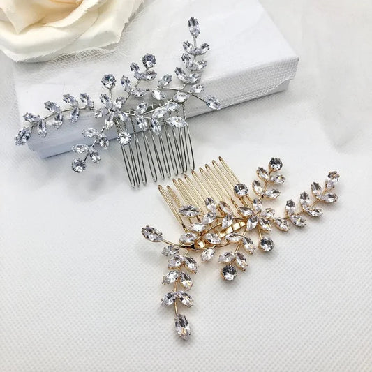 Cubic Zirconia Bridal Hair Comb - Silver / Gold Wedding Hair Accessory