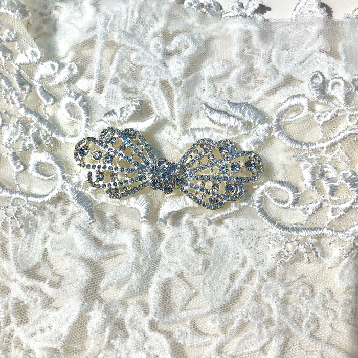 Chiffon Cape Veil with Lace & Crystal Clasp - Cathedral Length Ivory
