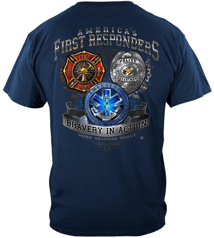 America's First Responders T-Shirt – firefighter EMS fire rescue police first responder support tee