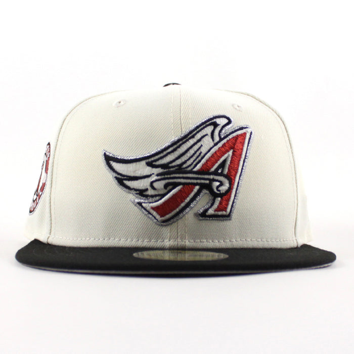 Anaheim Angels 1961 Angels Baseball  New Era 59Fifty Fitted Hat (Chrome White Black Green Gray Under Brim)