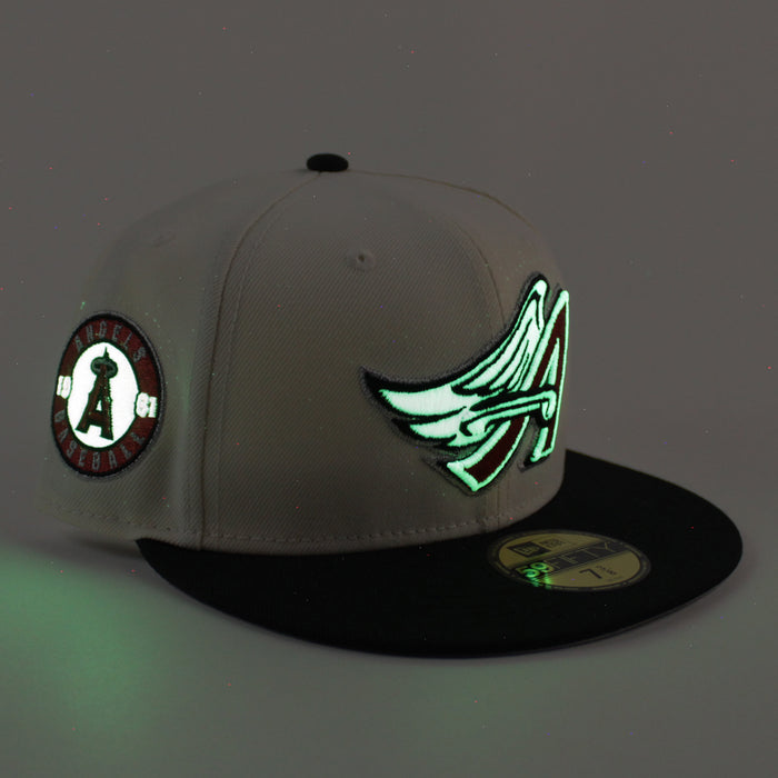 Anaheim Angels 1961 Angels Baseball  New Era 59Fifty Fitted Hat (Chrome White Black Green Gray Under Brim)