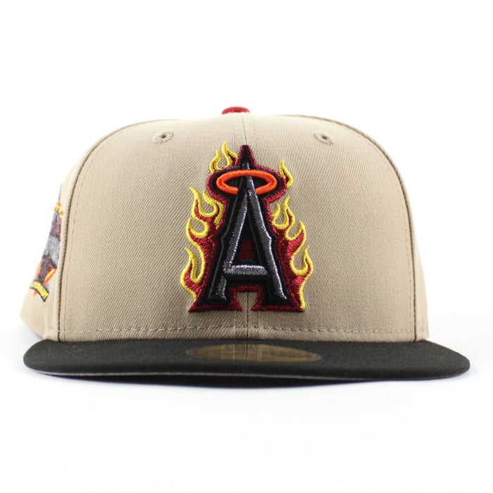 Anaheim Angels 20th Anniversary New Era 59Fifty Fitted Hat (Camel Black Gray Under Brim)