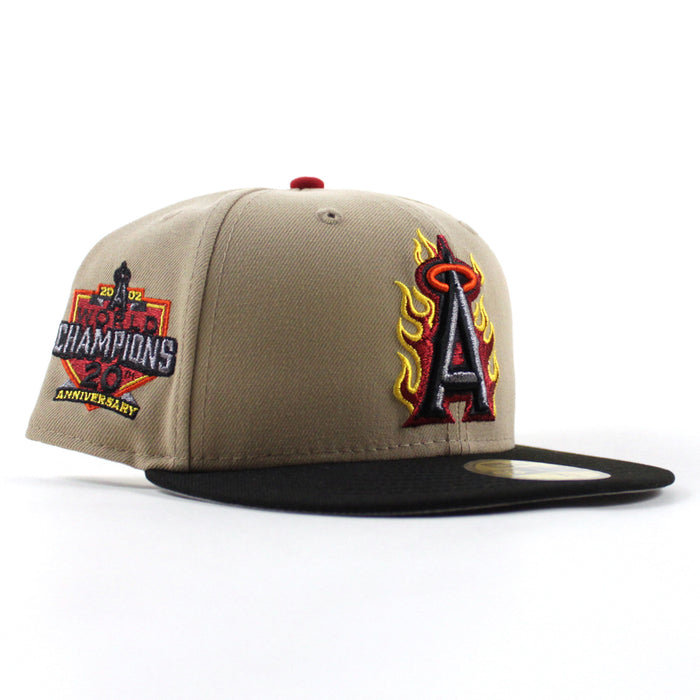 Anaheim Angels 20th Anniversary New Era 59Fifty Fitted Hat (Camel Black Gray Under Brim)