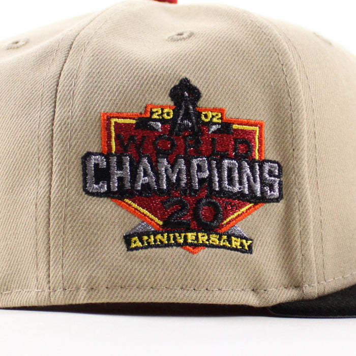 Anaheim Angels 20th Anniversary New Era 59Fifty Fitted Hat (Camel Black Gray Under Brim)