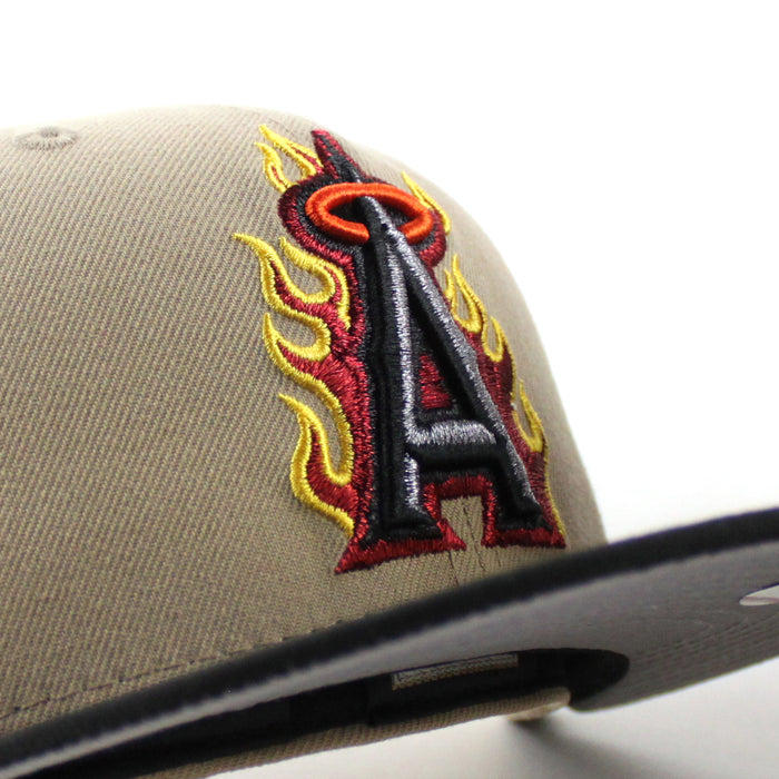 Anaheim Angels 20th Anniversary New Era 59Fifty Fitted Hat (Camel Black Gray Under Brim)