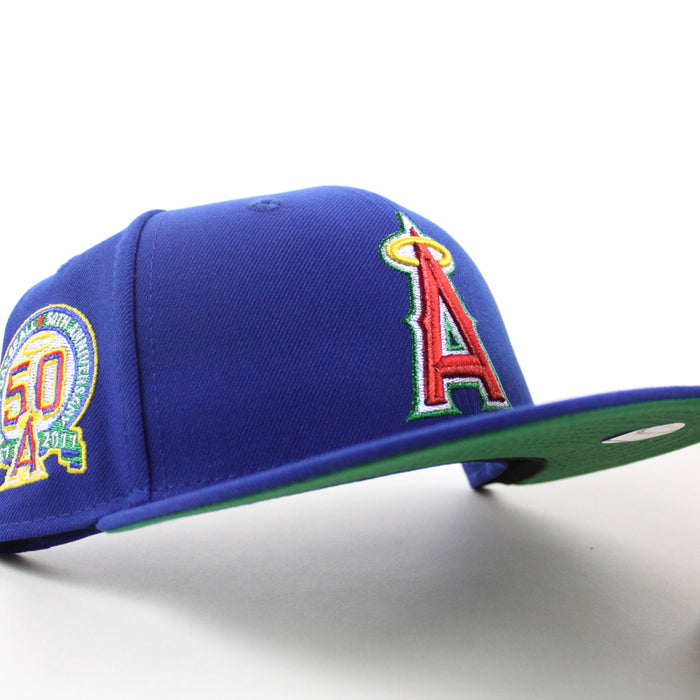 Anaheim Angels 50th Anniversary New Era 59Fifty Fitted Hat (Light Royal Blue Green Under Brim)
