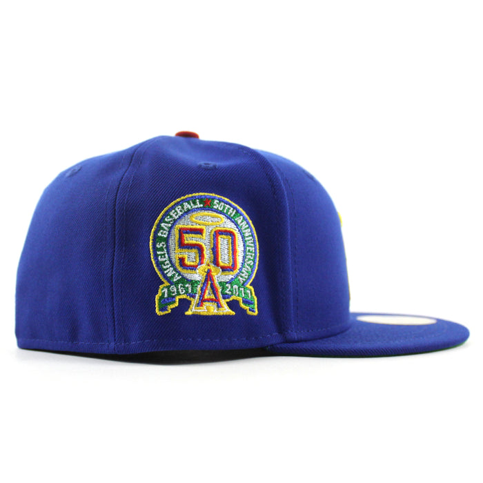 Anaheim Angels 50th Anniversary New Era 59Fifty Fitted Hat (Light Royal Blue Green Under Brim)