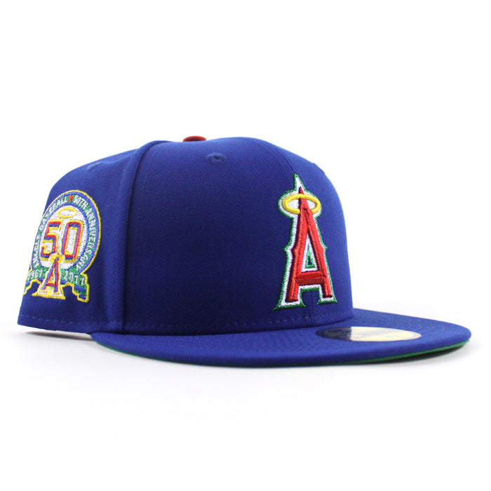 Anaheim Angels 50th Anniversary New Era 59Fifty Fitted Hat (Light Royal Blue Green Under Brim)