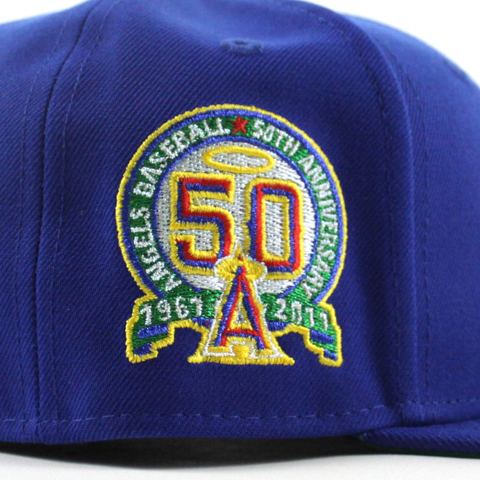 Anaheim Angels 50th Anniversary New Era 59Fifty Fitted Hat (Light Royal Blue Green Under Brim)