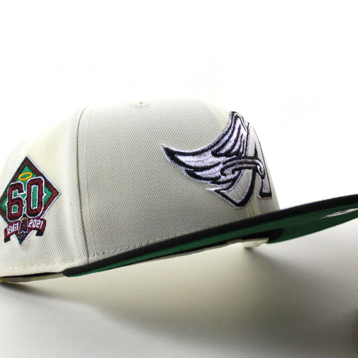 Anaheim Angels 60th Anniversary New Era 59Fifty Fitted Hat (Chrome White Black Green Gray Under Brim)