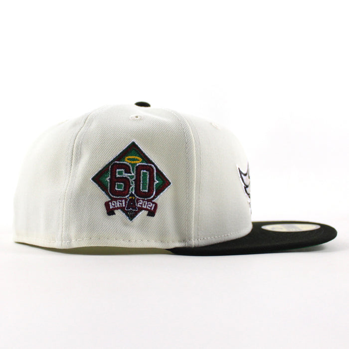 Anaheim Angels 60th Anniversary New Era 59Fifty Fitted Hat (Chrome White Black Green Gray Under Brim)