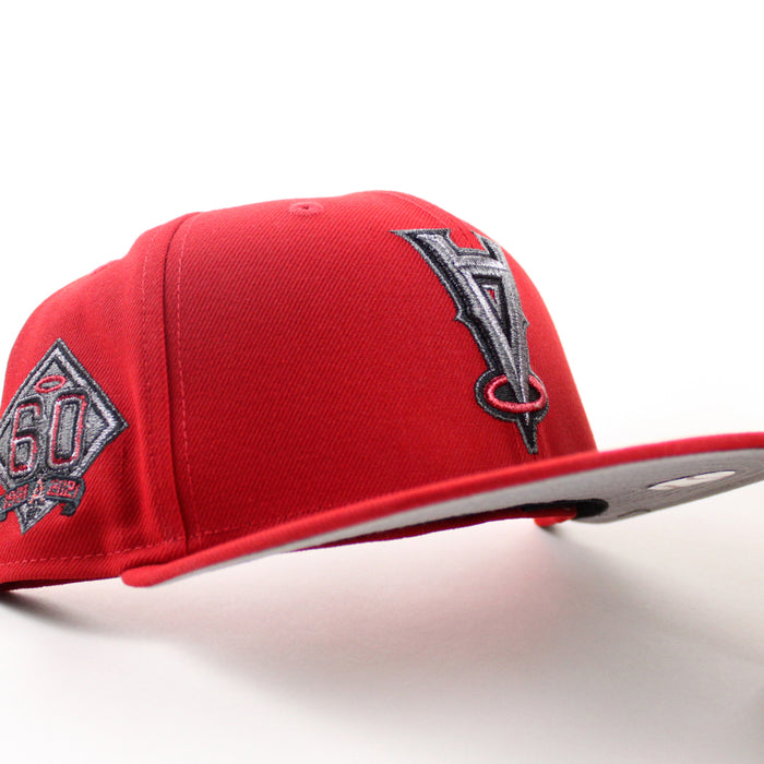 Anaheim Angels 60th Anniversary New Era 59Fifty Fitted Hat (Scarlet Red Gray Under Brim)