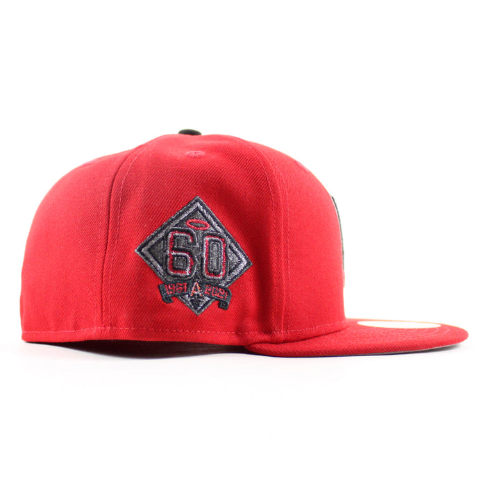 Anaheim Angels 60th Anniversary New Era 59Fifty Fitted Hat (Scarlet Red Gray Under Brim)