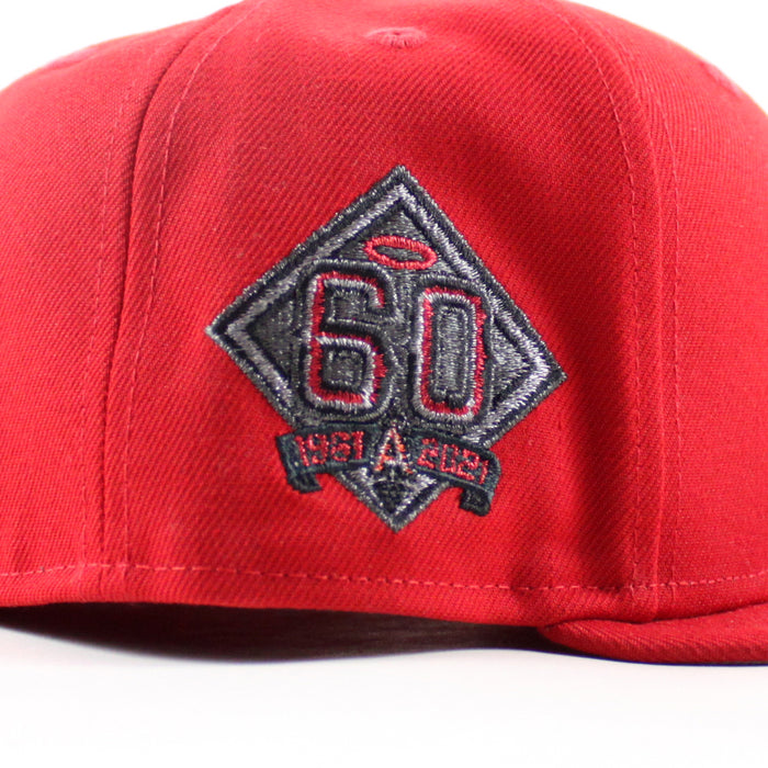 Anaheim Angels 60th Anniversary New Era 59Fifty Fitted Hat (Scarlet Red Gray Under Brim)