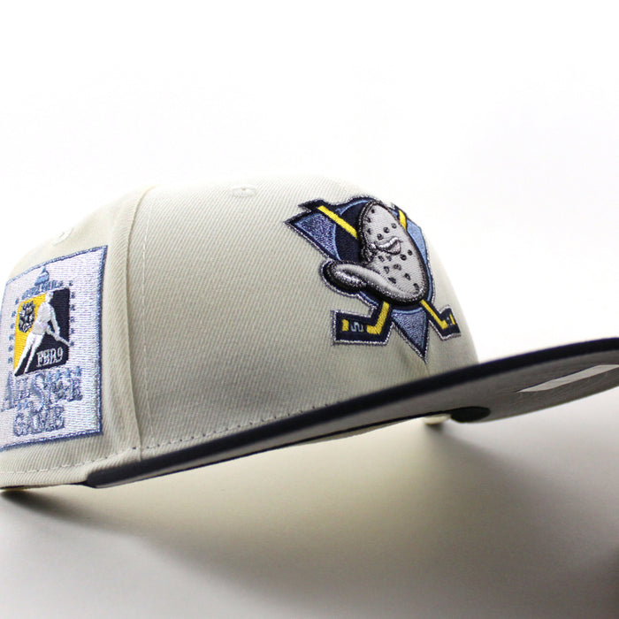Anaheim Ducks 25 Years New Era 59Fifty Fitted Hat (Chrome White Navy Gray Under brim)