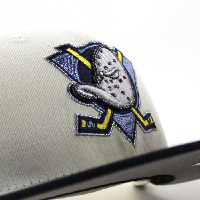 Anaheim Ducks 25 Years New Era 59Fifty Fitted Hat (Chrome White Navy Gray Under brim)