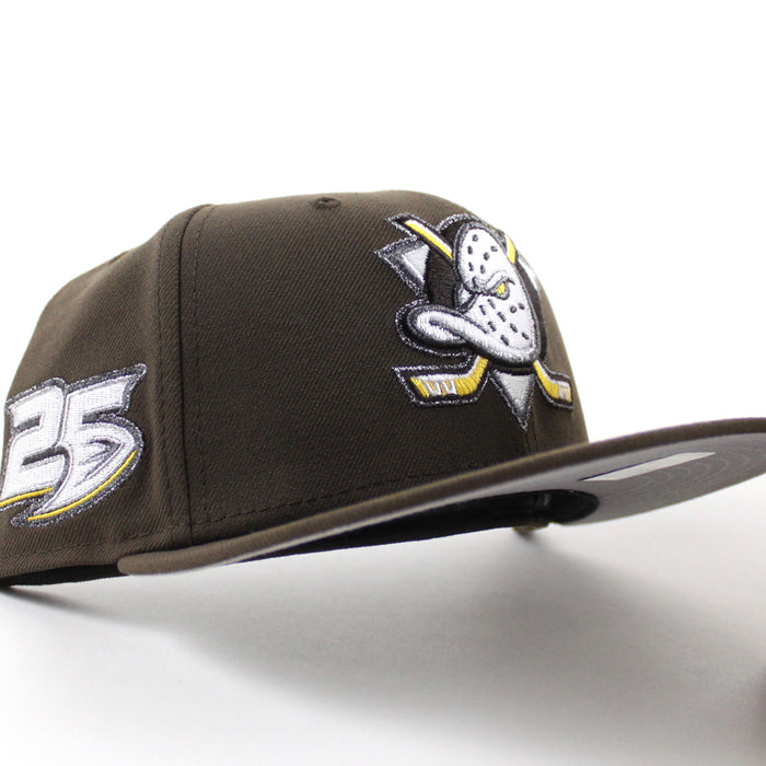 Anaheim Ducks 25 Years New Era 59Fifty Fitted Hat (Walnut Gray Under brim)