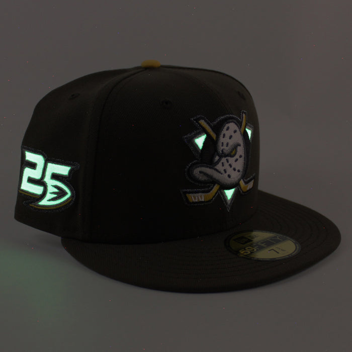 Anaheim Ducks 25 Years New Era 59Fifty Fitted Hat (Walnut Gray Under brim)