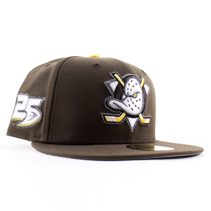Anaheim Ducks 25 Years New Era 59Fifty Fitted Hat (Walnut Gray Under brim)