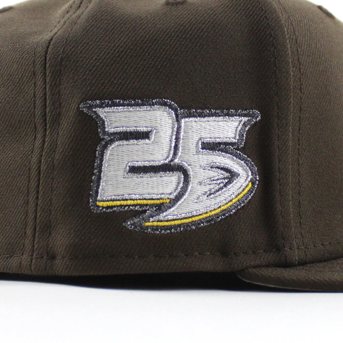 Anaheim Ducks 25 Years New Era 59Fifty Fitted Hat (Walnut Gray Under brim)
