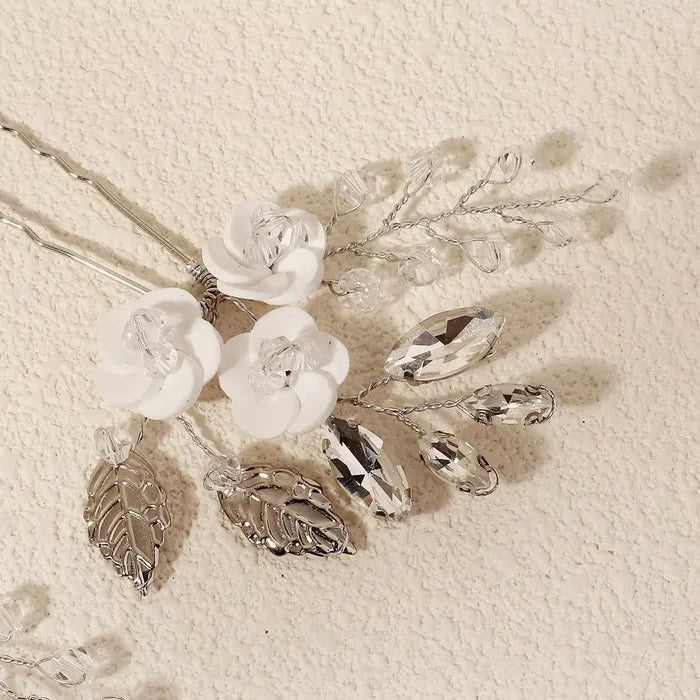 Wedding Hair Accessories -  Ceramic Flowers Bridal Hair Pins - Set of Two